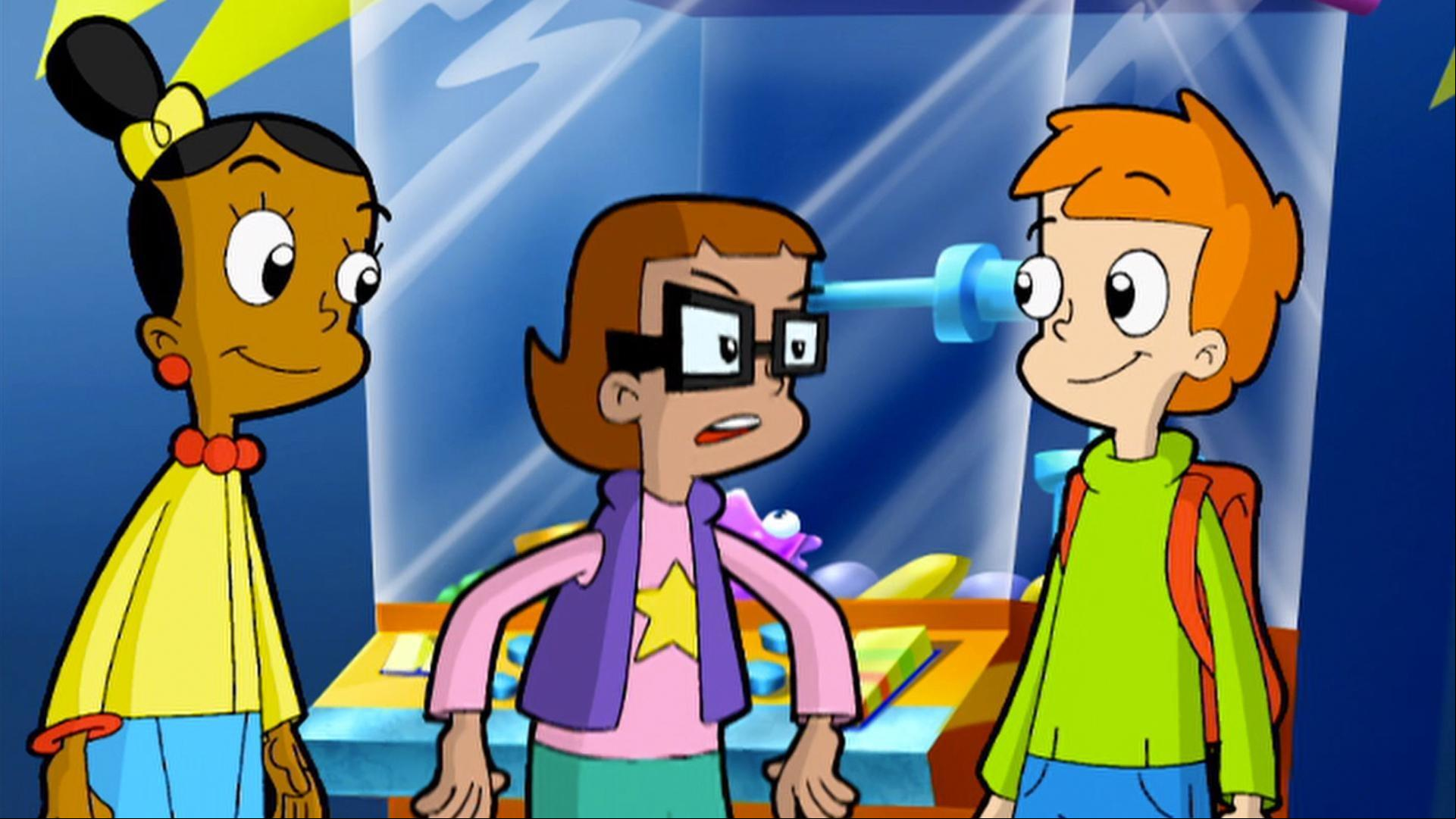 The CyberSquad helps a girl defeat Hacker in a road.