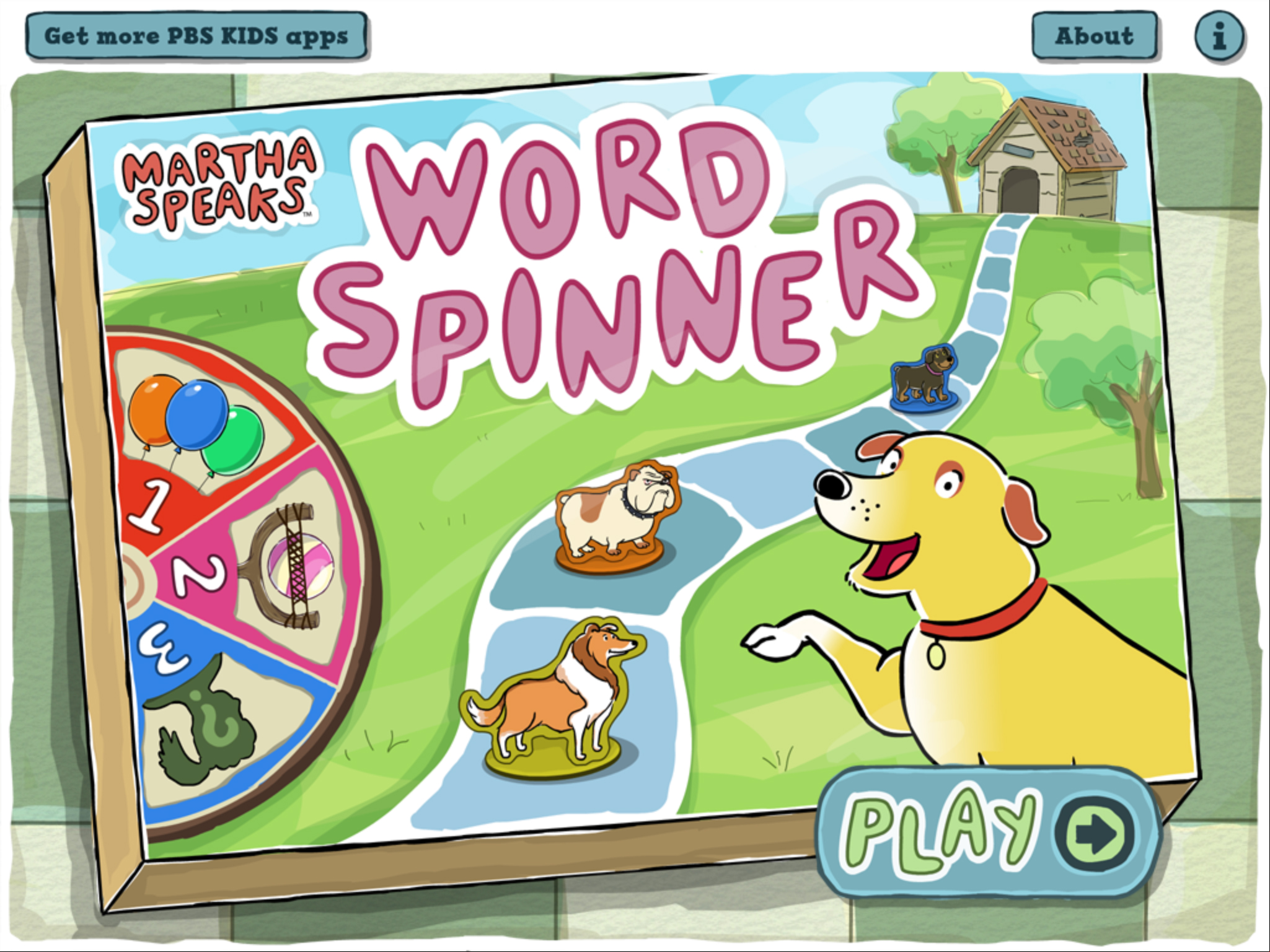 Martha Speaks Word Spinner screenshot.